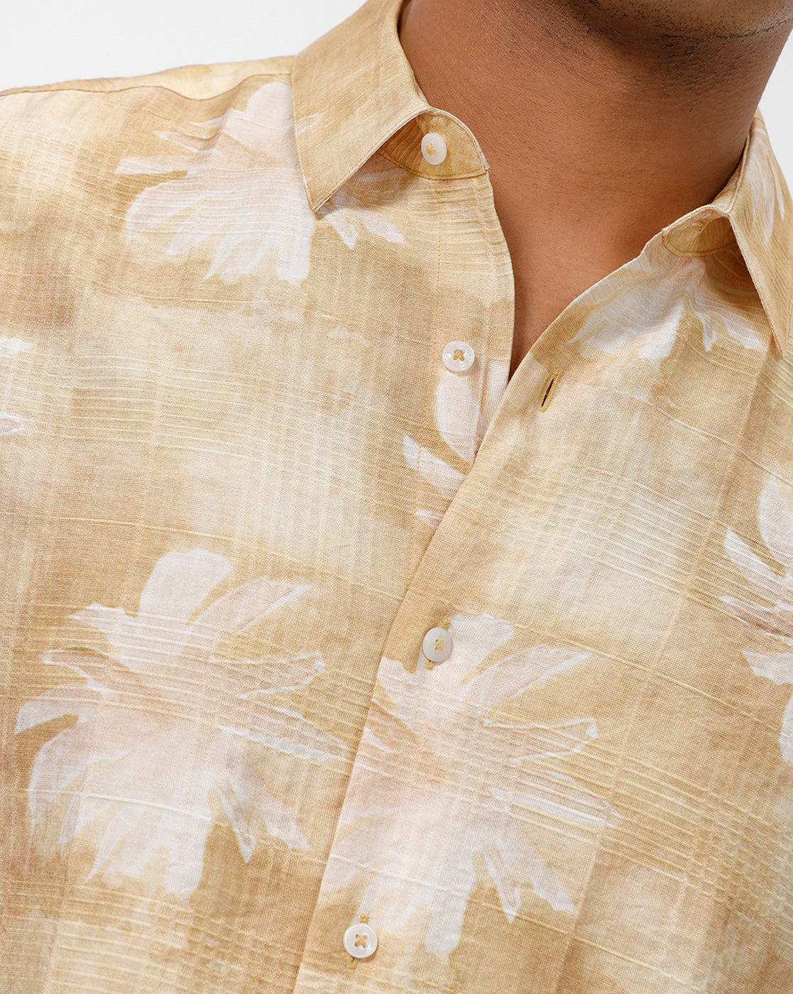 Moose Yellow Flower Print Casual Shirt