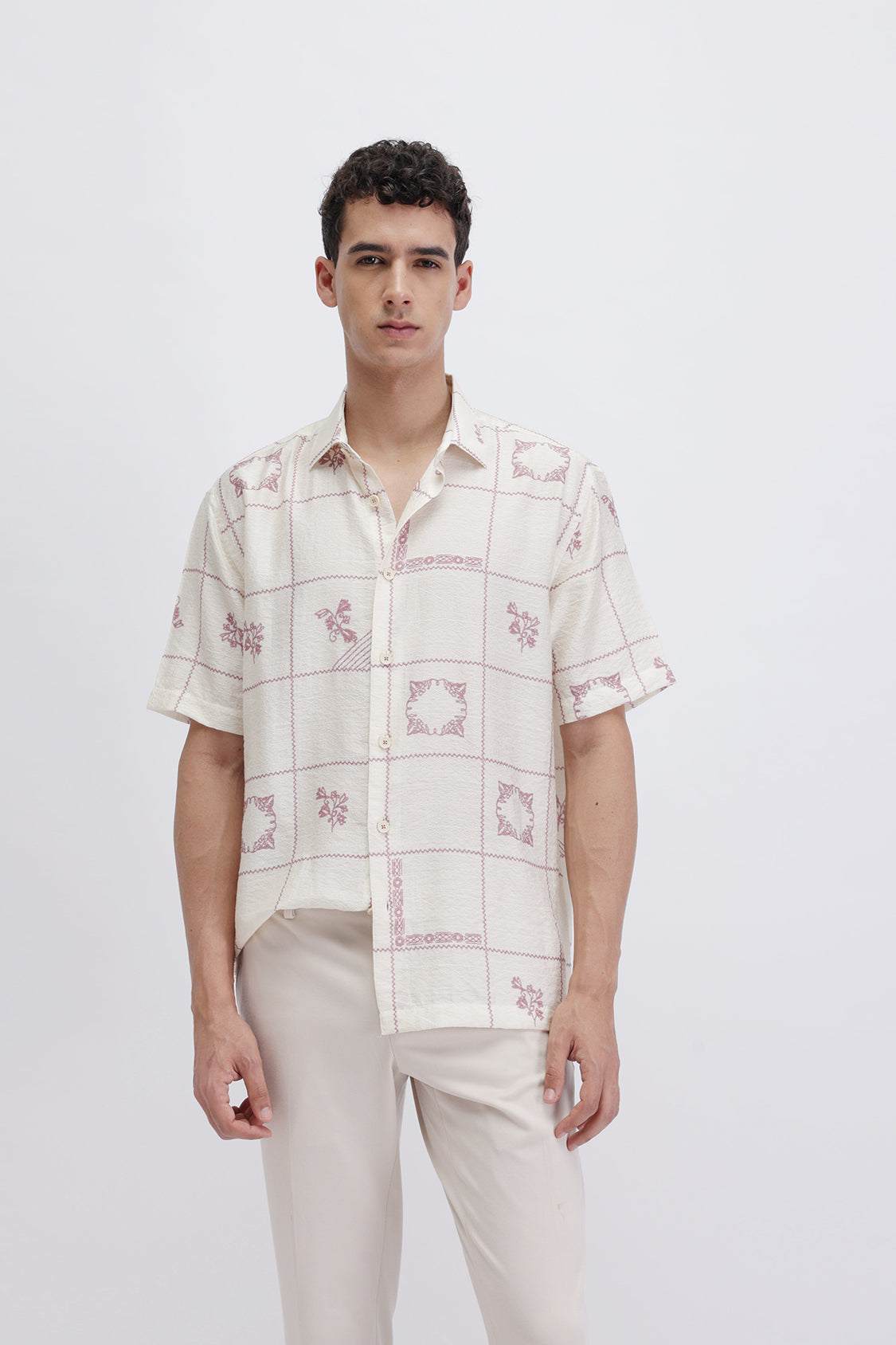 ABSTRACT CHECKED SLIM FIT SHIRT