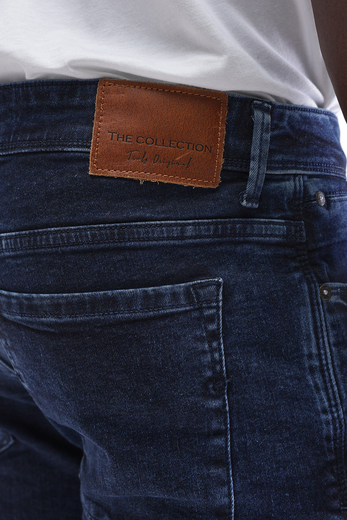 Men Slim Mid Rise Dark Blue Jeans