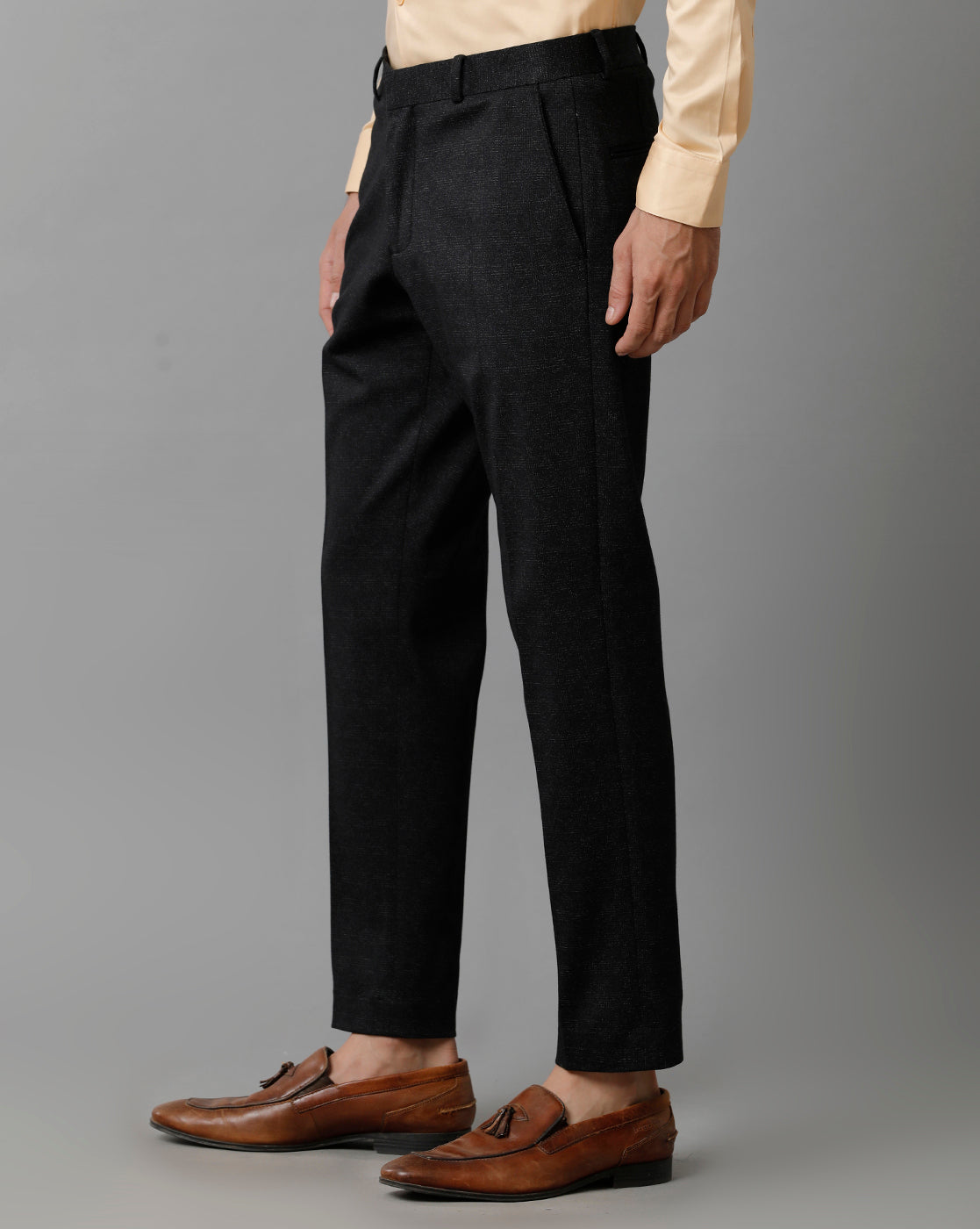 Black Check Knitted Stretch Men's Trouser