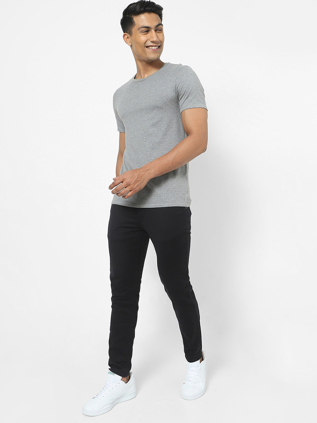 Men Slim Mid Rise Black Jeans