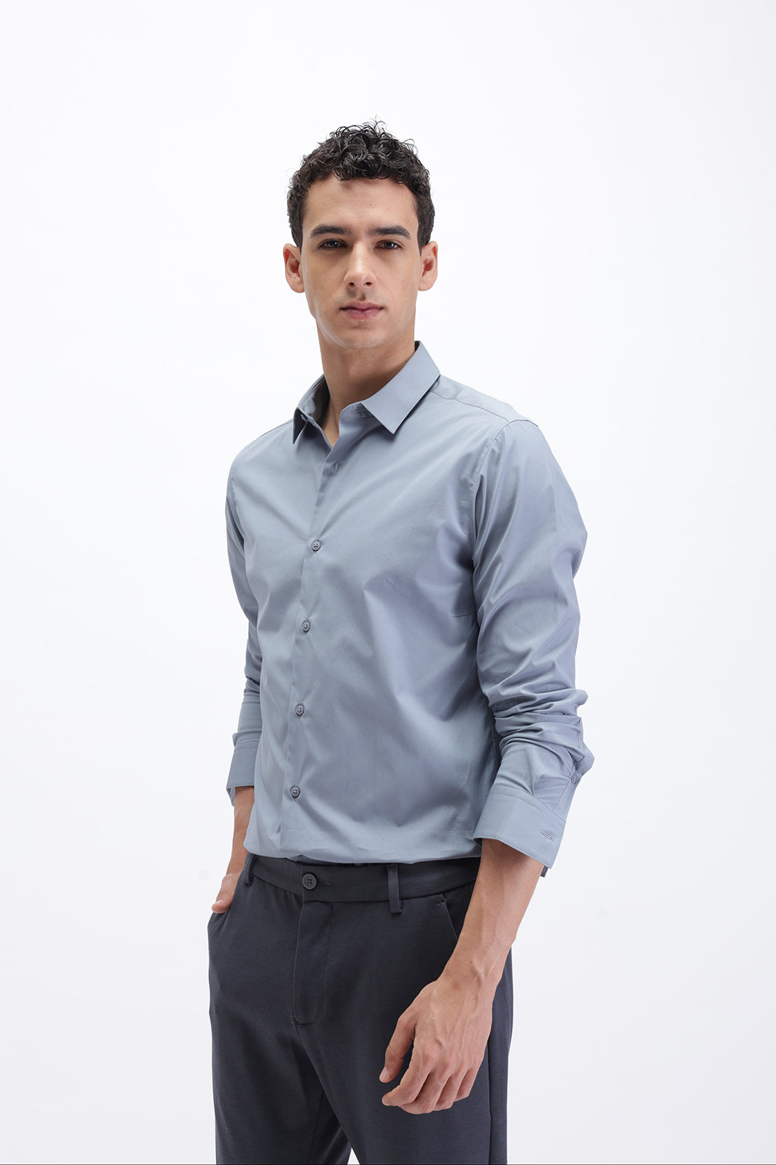 SLIM FIT PLAIN CASUAL SHIRT