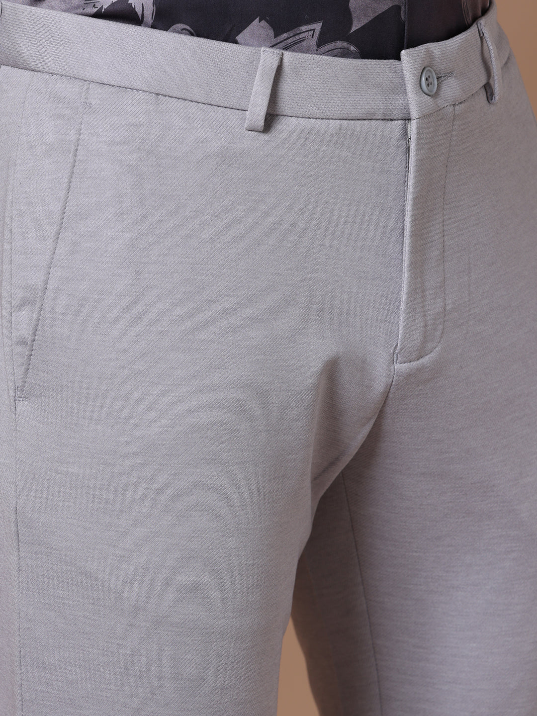 Knitted Slim Fit Light Grey Formal Stretch Trouser (TAHLIA)