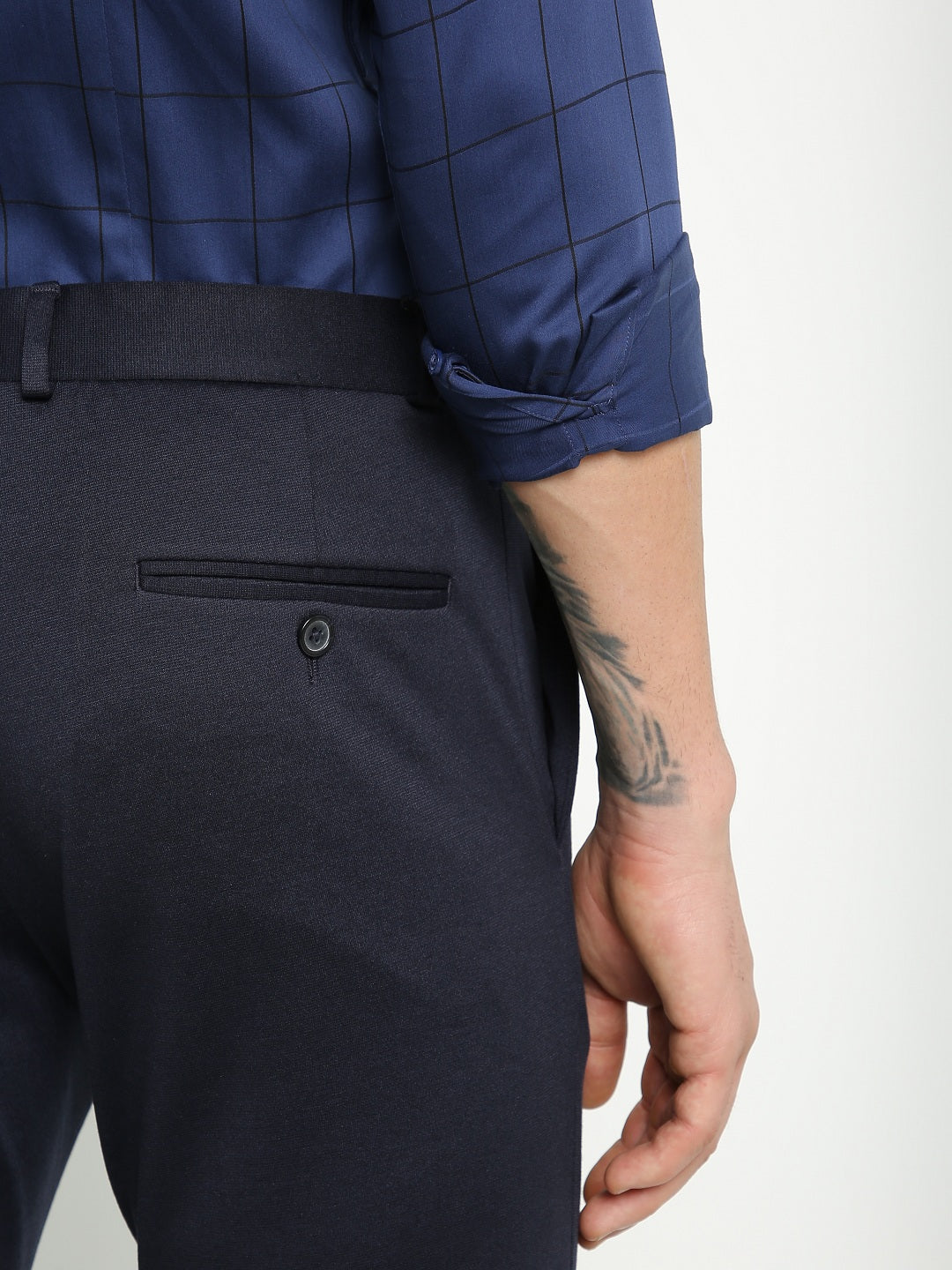 Navy Knitted Stretch Men's Trouser