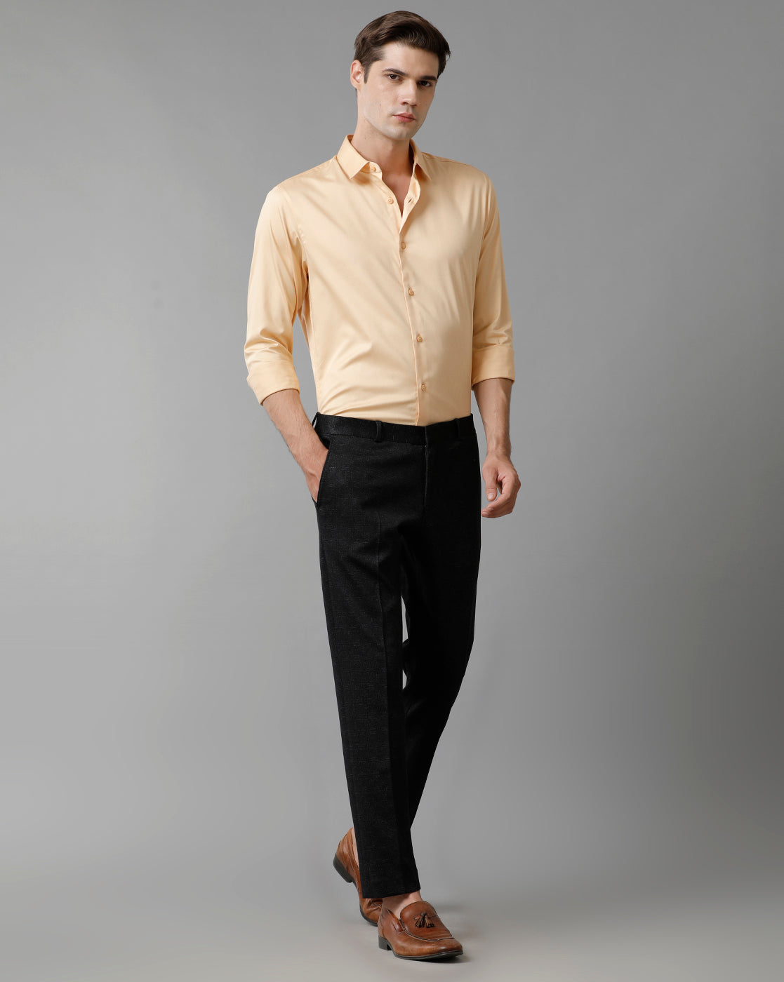 Black Check Knitted Stretch Men's Trouser