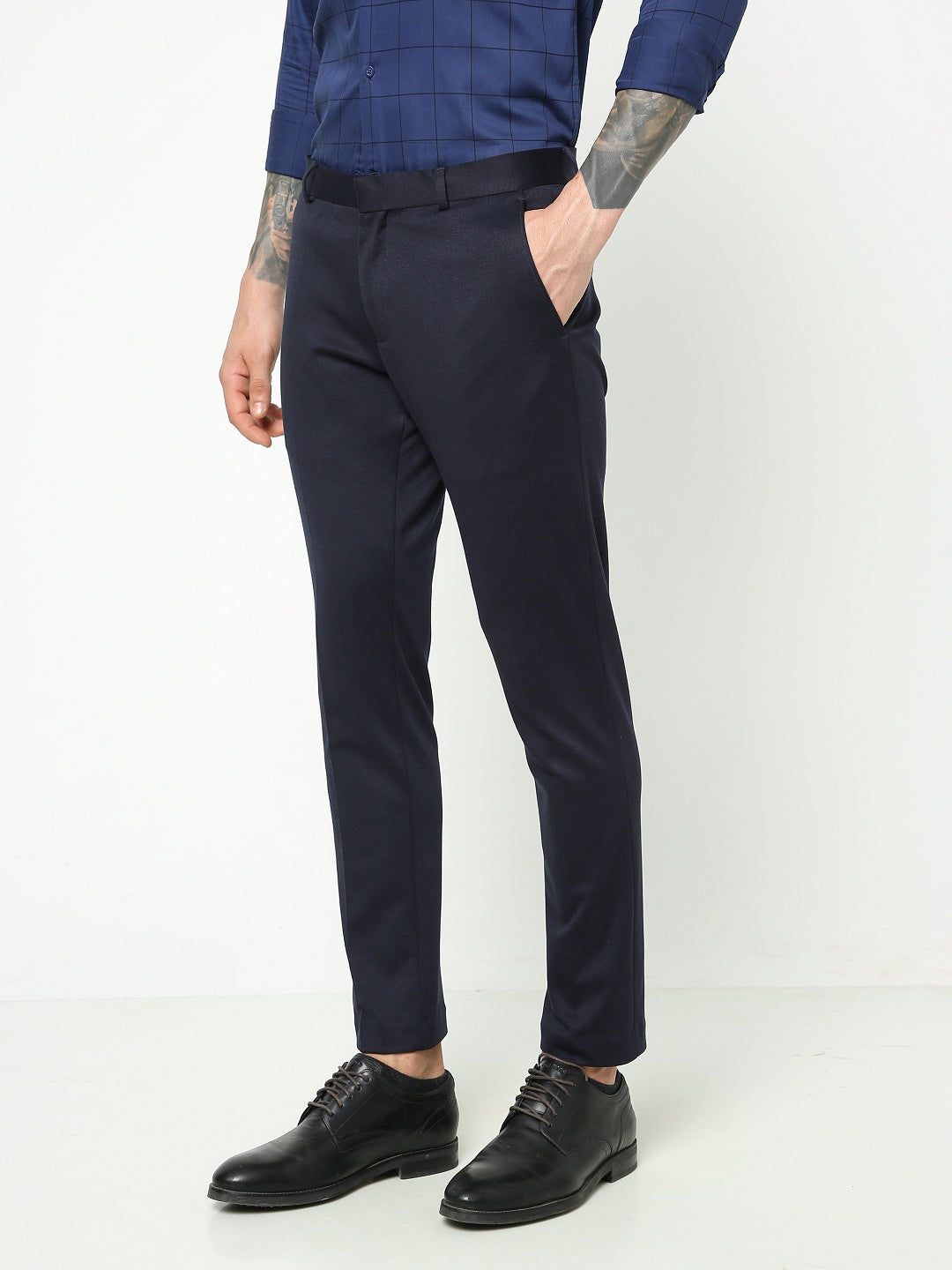 Navy Knitted Stretch Men's Trouser