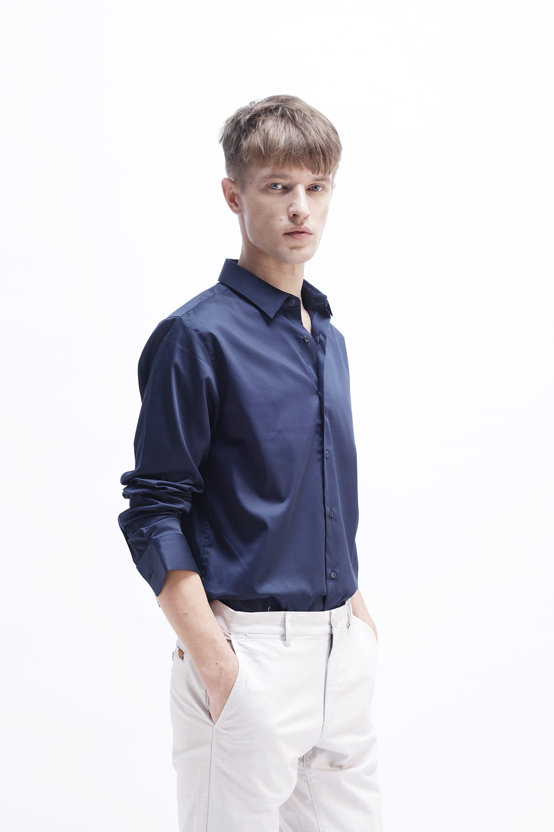 SLIM FIT SOLID COTTON SHIRT