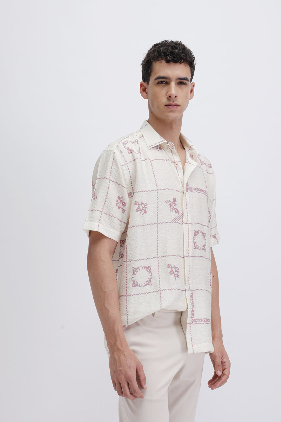 ABSTRACT CHECKED SLIM FIT SHIRT