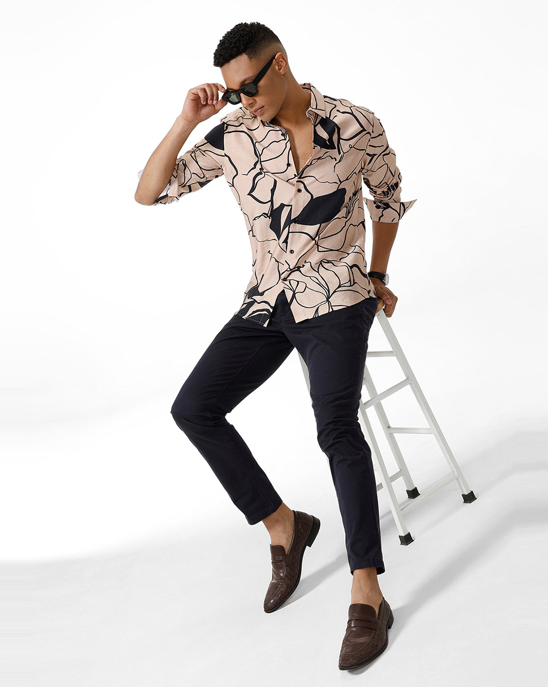 Beige Petal Print Shirt