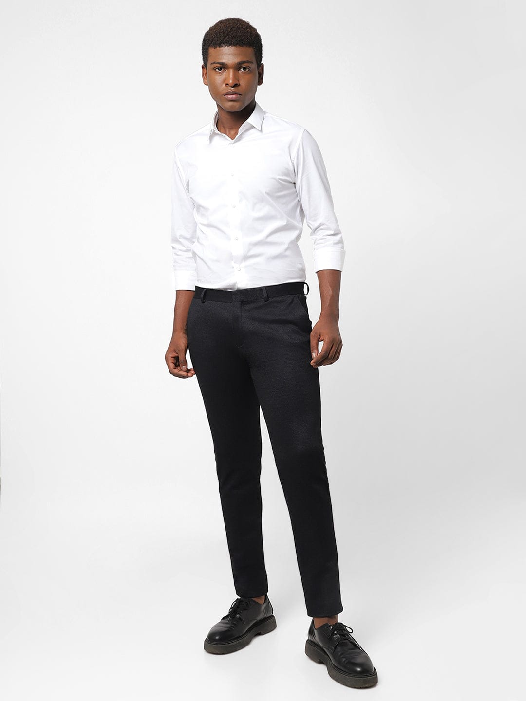 Black Pin Dot Knitted Stretch Men's Trouser