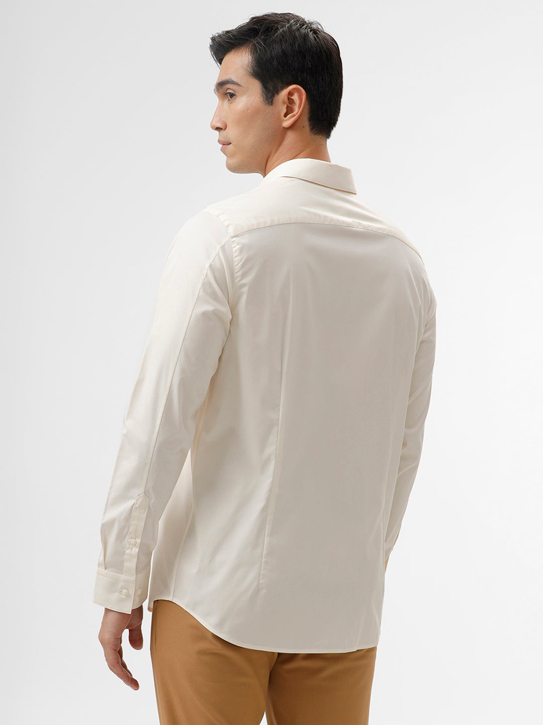 The Collection Men's Sea Salt Solid Cotton Blend Slim Fit Full Sleeves Shirt