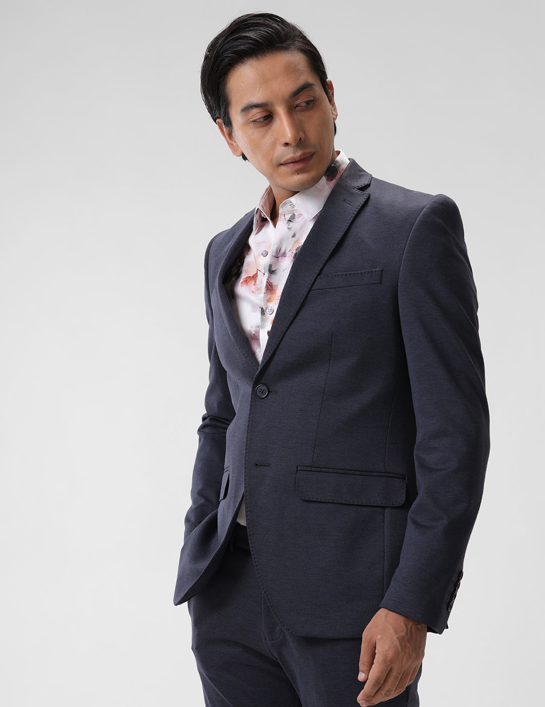 Men's Slim Fit Single Breasted Dark Blue Formal Blazer