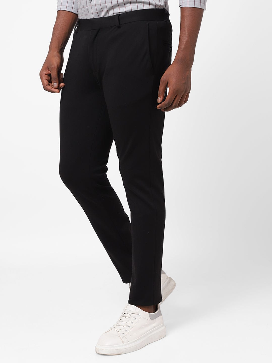 Black Knitted Stretch Men's Trouser