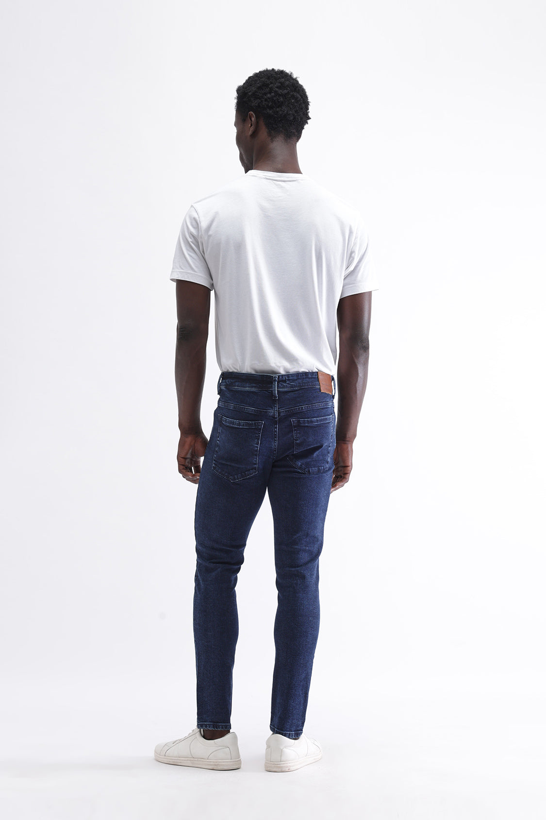 Men Slim Mid Rise Dark Blue Jeans