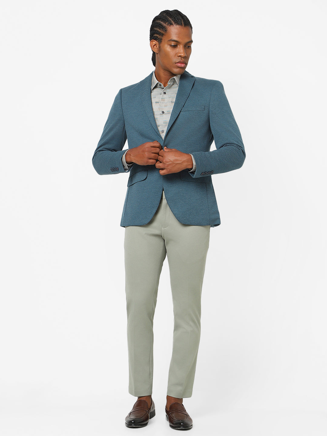Men's Teal Blue Blazer TCJ-MILES