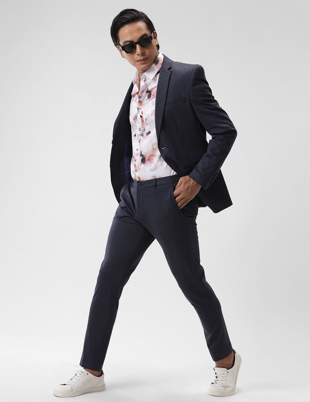 Men's Slim Fit Single Breasted Dark Blue Formal Blazer