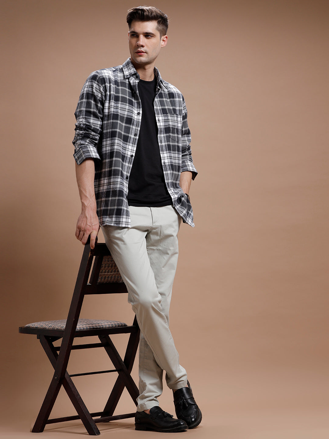 Grey  Smart Casual Cotton Trouser