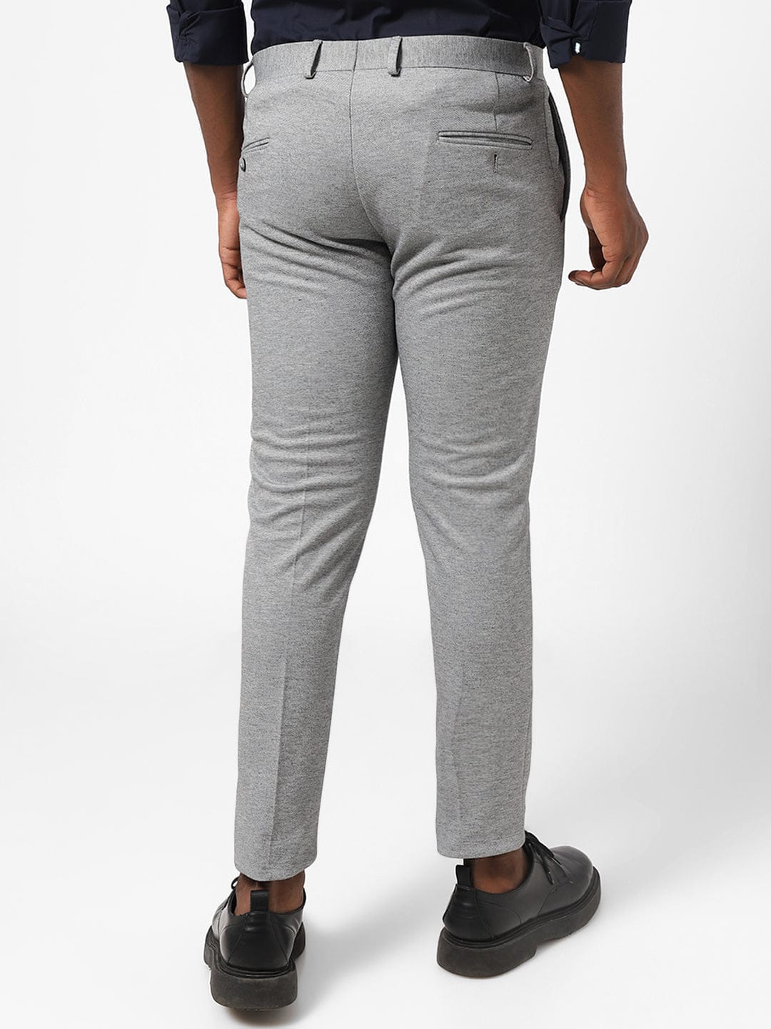 Grey Knitted Stretch Men's Trouser