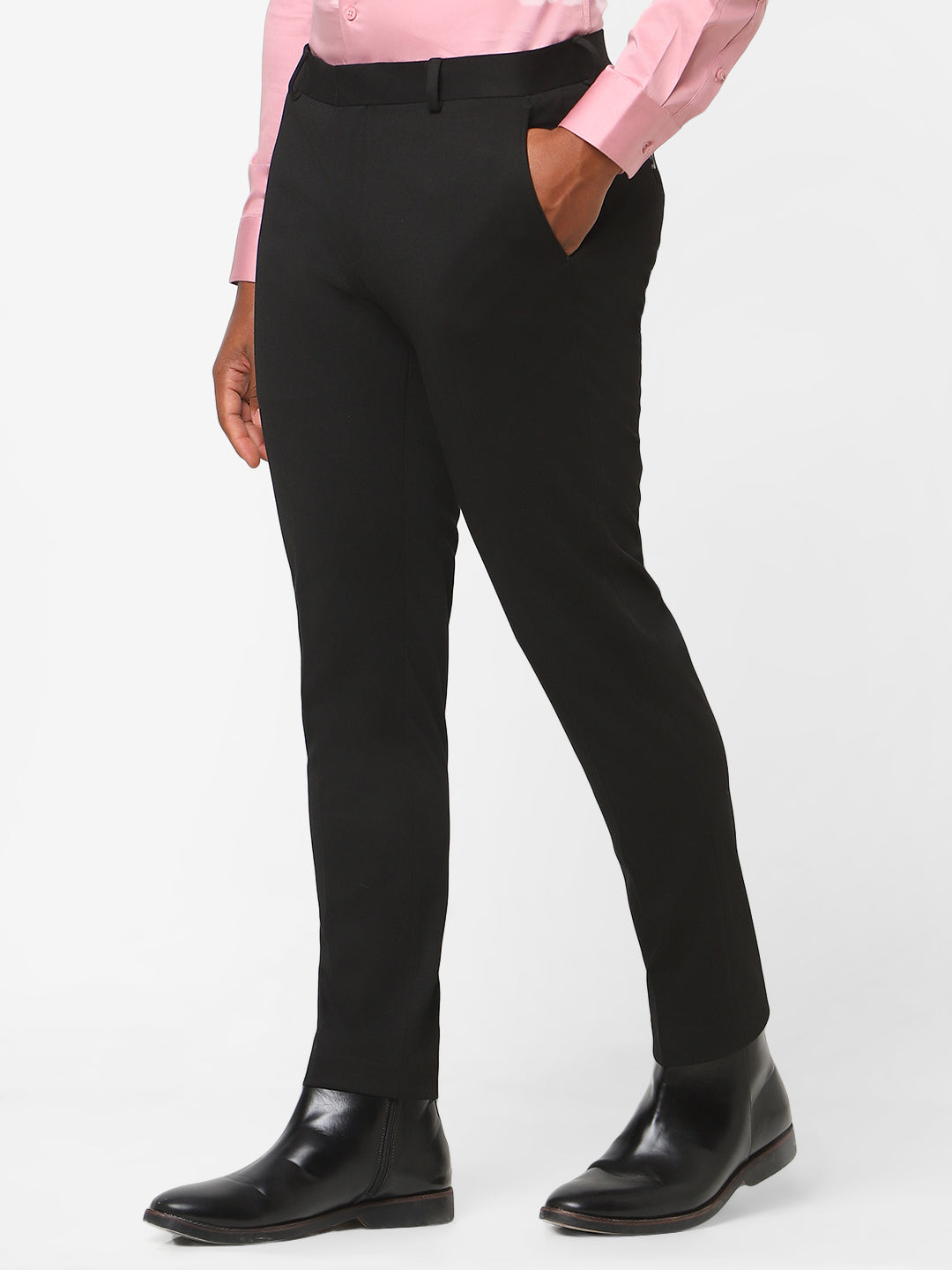 Black Knitted Stretch Men's Trouser