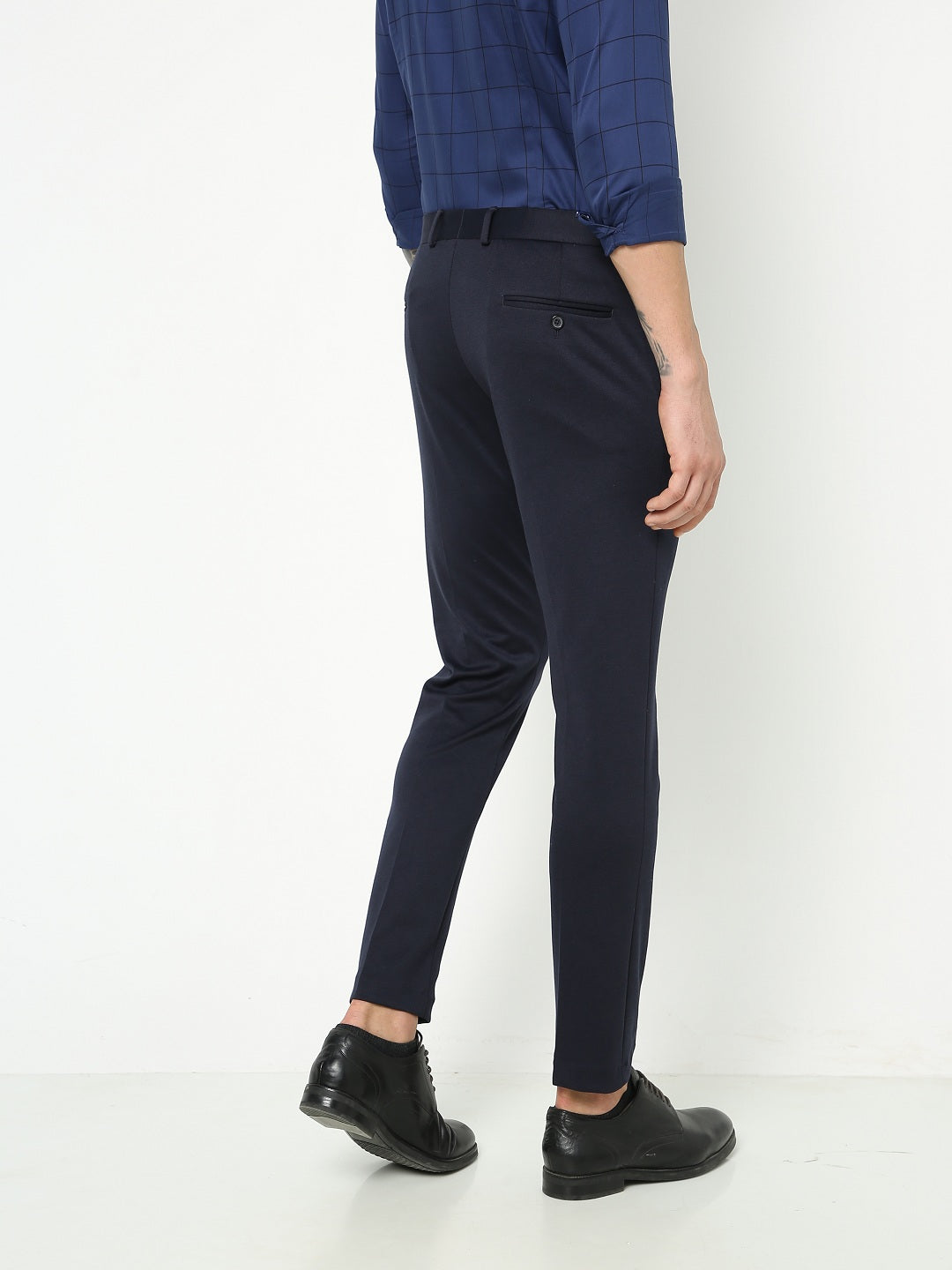 Navy Knitted Stretch Men's Trouser