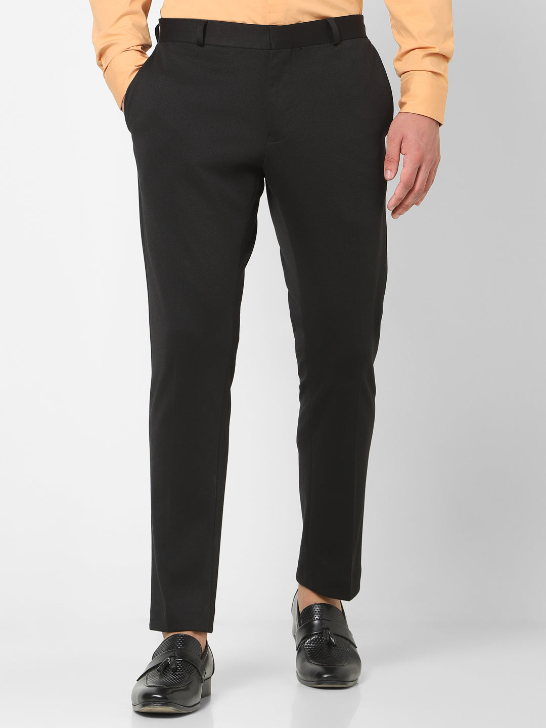 Black Knitted Stretch Men's Trouser