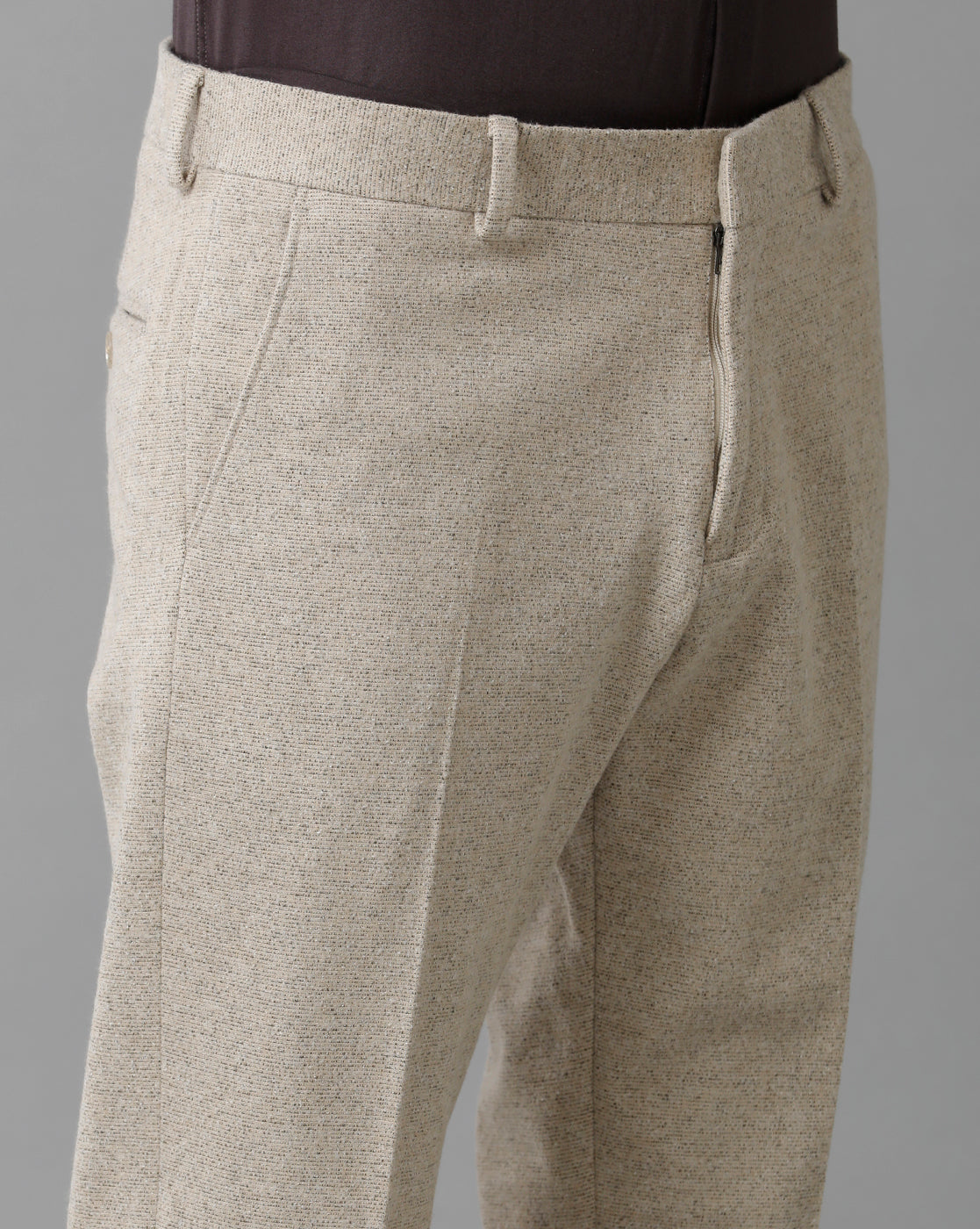 Beige Knitted Stretch Men's Trouser