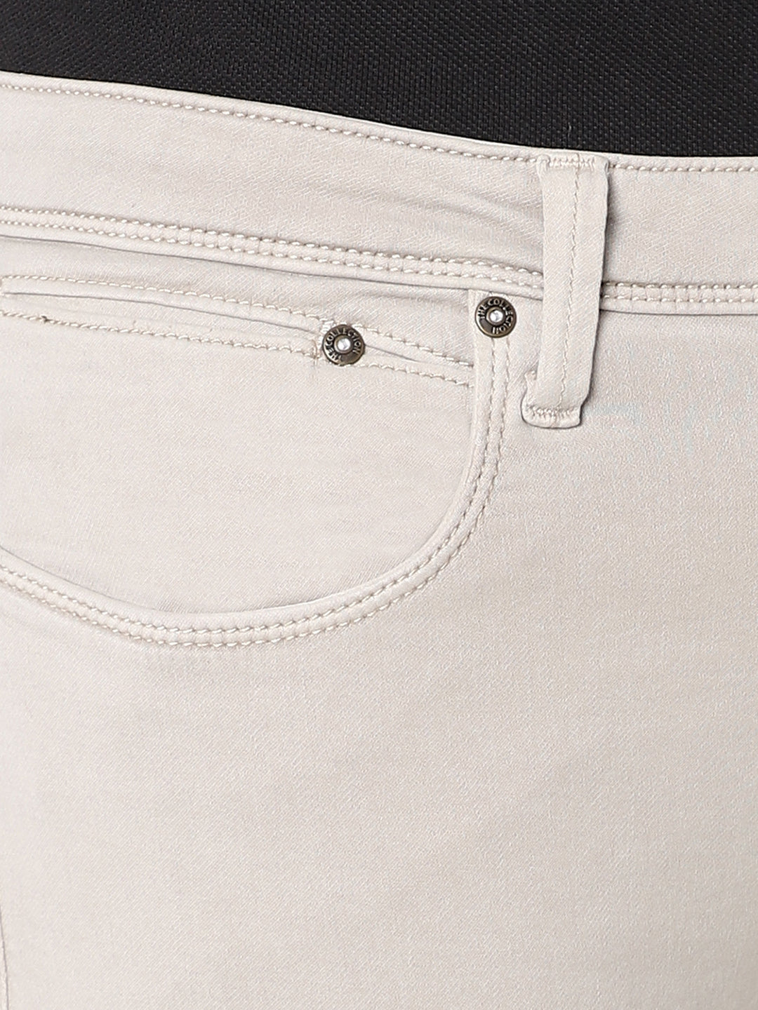 Men Slim Mid Rise Beige Jeans