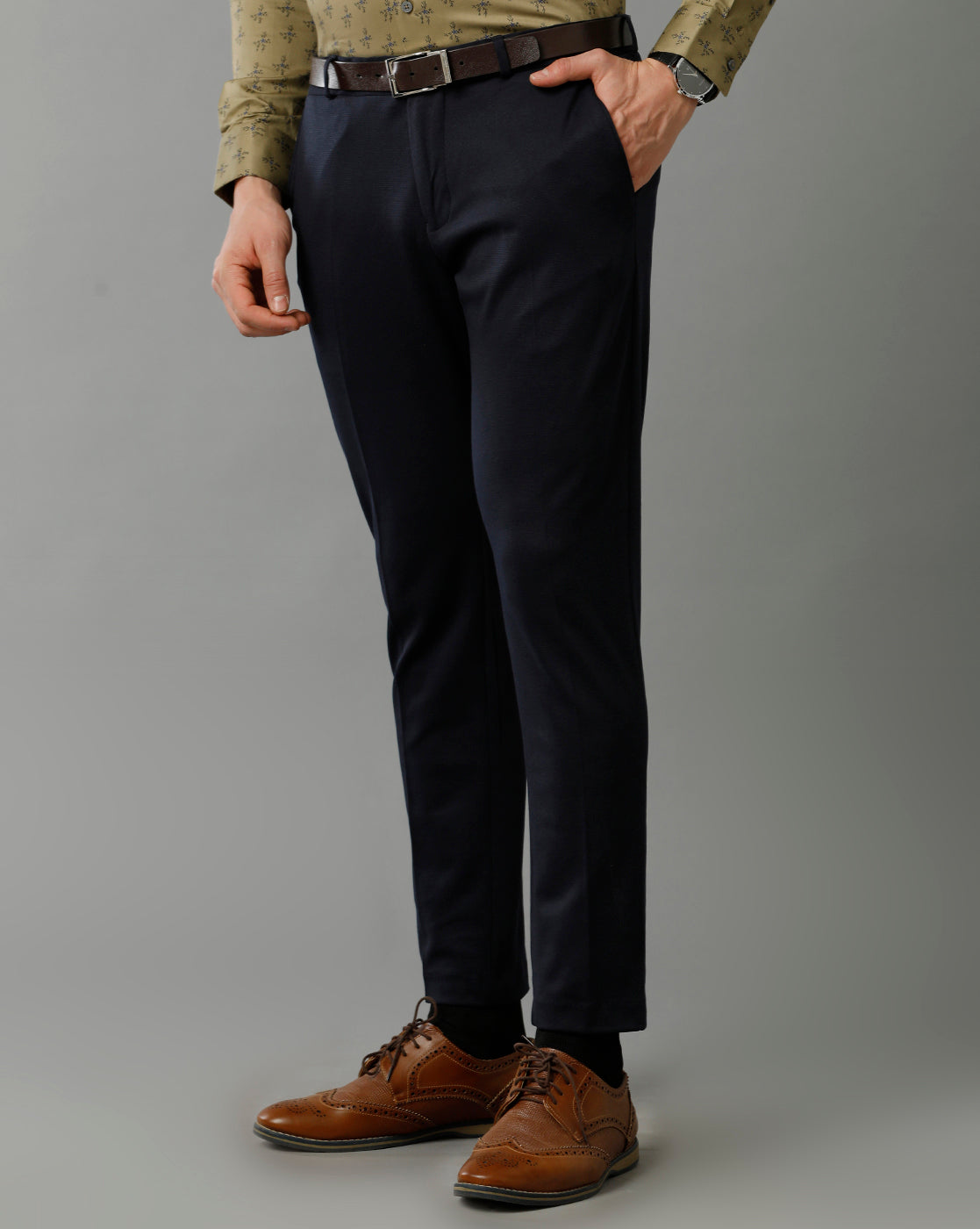 Navy Knitted Stretch Men's Trouser