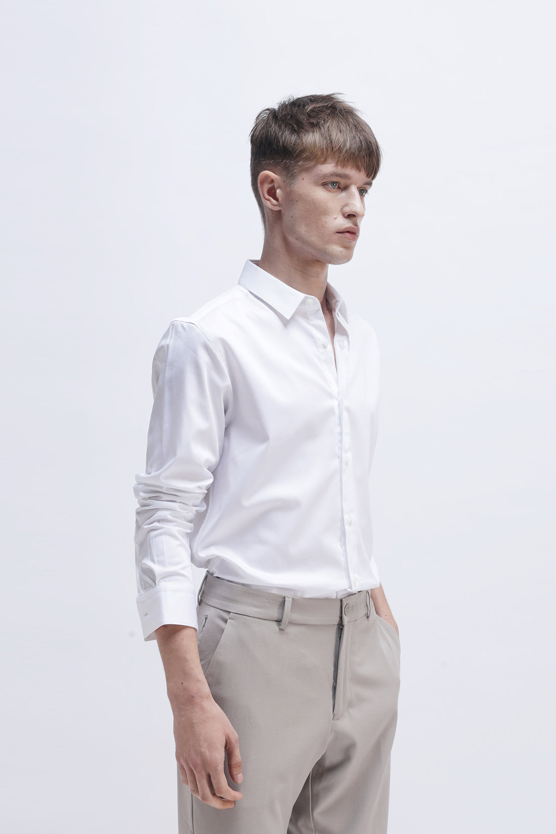 SLIM FIT SOLID COTTON SHIRT