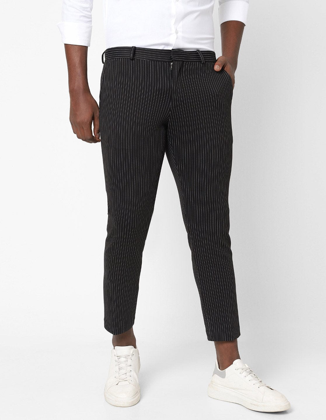 Black Stripes Knitted Stretch Men's Trouser