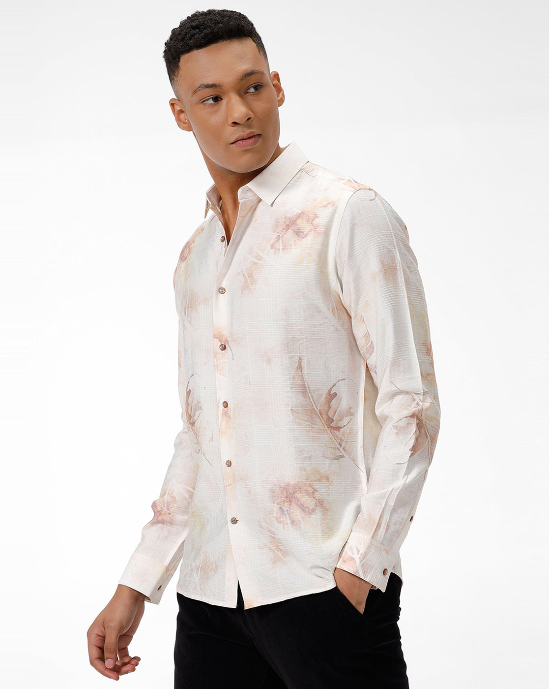 Yellow Leaf Print Shirt